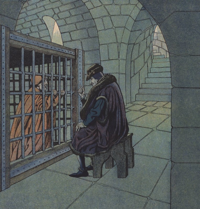 Król Francji Ludwik XI i kardynał Balue (kolor lito) autorstwa pseudonym for Onfray de Breville Jacques Job
