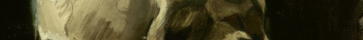 Głowa szkieletu z palącym się papierosem (Vincent van Gogh), Detail: Augenhöhle und Stirnpartie