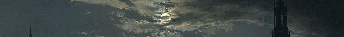Widok Drezna w świetle księżyca (Johan Christian Dahl), Detail: Mond über der Stadtsilhouette
