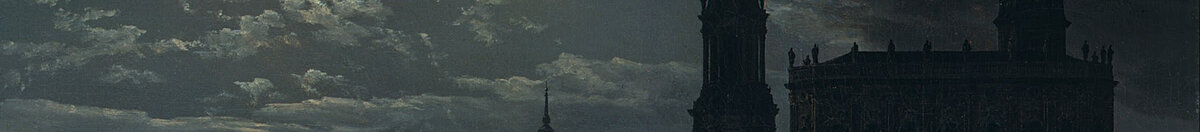 Widok Drezna w świetle księżyca (Johan Christian Dahl), Detail: Hofkirche mit Lichtern