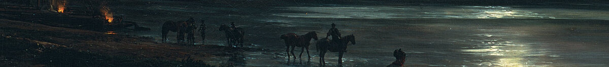 Widok Drezna w świetle księżyca (Johan Christian Dahl), Detail: Pferde im Flachwasser