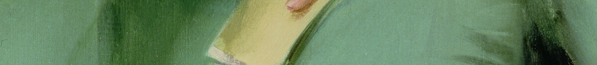 Po balu (Ramon Casas i Carbo), Detail: Hand mit gelbem Buch
