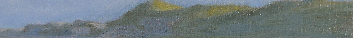 Letni wieczór na plaży w Skagen. Anna Ancher i Marie Krøyer idą razem na spacer. (Peder Severin Krøyer), Detail: Ferne Dünen am Horizont