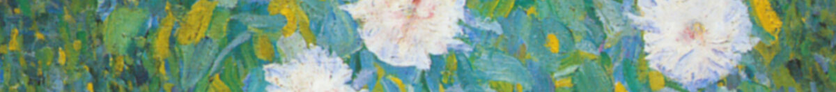 Ogród wiejski (Gustav Klimt), Detail: Weiße Margeriten vor Blaugrün