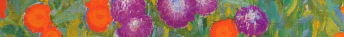 Ogród wiejski (Gustav Klimt), Detail: Violette Astern und rote Mohnblüten