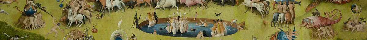 Ogród rozkoszy ziemskich (Hieronymus Bosch), Detail: Reiterkarussell um den Frauenteich