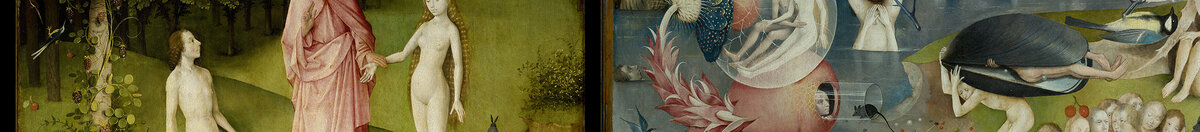 Ogród rozkoszy ziemskich (Hieronymus Bosch), Detail: Christus mit Adam und Eva