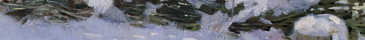 Sroka (Claude Monet), Detail: Schneewehe und Hecke