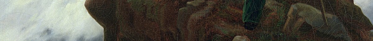 Wędrowiec nad morzem mgły (Caspar David Friedrich), Detail: Felsgipfel im Nebel
