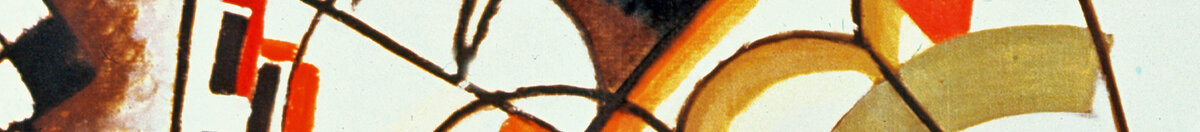Przecinające się linie, 1923 (Wassily Kandinsky), Detail: Schwarz-braune Kopfform mit Kreisaugen