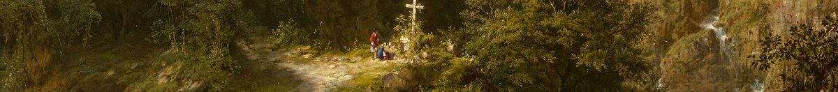 Serce Andów (Frederic Edwin Church), Detail: Kreuz mit Pilgern