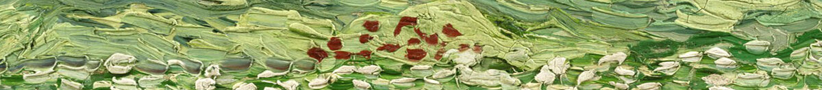 Pole pszenicy pod burzowymi chmurami, 1890 (Vincent van Gogh), Detail: Rote Blüten im Weizenfeld