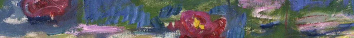 Nenufary, 1916 (Claude Monet), Detail: Seerosen links mit Spiegelung