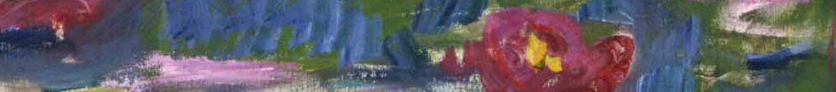 Nenufary, 1916 (Claude Monet), Detail: Blüten links mit Spiegelung