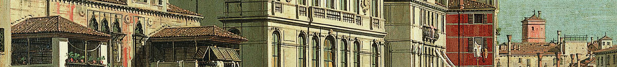 Canal Grande, Wenecja, widok na południowy wschód, z Campo della Carità po prawej, lata 30. XVIII wieku. (Giovanni Antonio Canal), Detail: Palastfassaden am Kanal