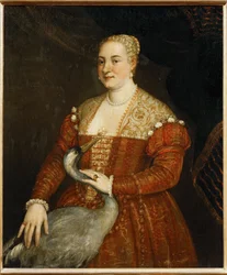 Portret damy z czaplą (obraz na płótnie)