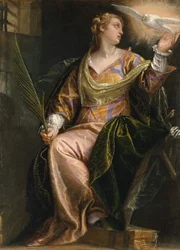Święta Katarzyna Aleksandryjska w więzieniu, ok. 1580-5 (olej na płótnie)
