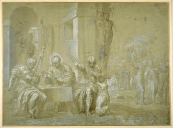 Wieczerza w Emaus, ok. 1550 (długopis, czarny tusz i brązowe pranie na papierze)