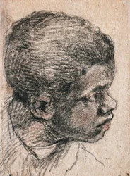 Głowa murzyńskiego chłopca, Paolo Caliari znanego jako Veronese (1528-1588), rysunek