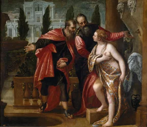 Susanna i starsi - Susanna i starsi - Veronese, Paolo (1528-1588) - ok. 1930 1580 - Olej na płótnie - 151x177 - Museo del Prado, Madryt