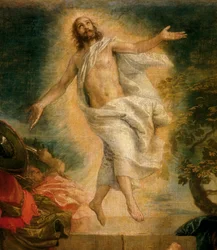 Zmartwychwstanie Chrystusa. Szczegół. Obraz Paolo Caliari mówi Paolo Veronese (1528-1588) Olej na płótnie
