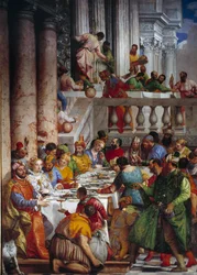 Wesele w Kanie, detal: Uczta książąt. Fresk Paola Veronesego (1528-1588), Ec. Fri.