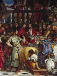 Wesele w Kanie, szczegół: wino z wesela w Kanie. Fresk Paolo Veronese (1528-1588) Ec. pt.