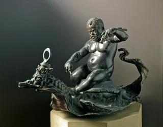 Karzeł Morgante Braccio di Bartolo, karzeł Kosmy I Medyceusza (Cosimo I de Medici). Rzeźba z brązu Giambologni (Giovanni da Bologna lub John of Bologna lub Boulogne)