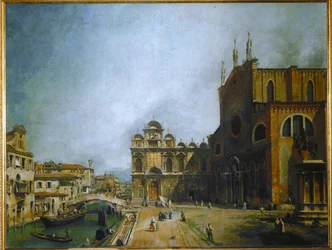 Plac przed kościołem Santi Giovanni e Paolo, Wenecja (obraz na płótnie)