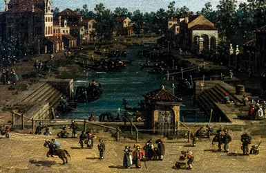 Widok na Mestre z Canale delle barche, detal, ok. 1755-1760 (olej na płótnie)