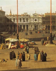 Piazza San Marco, Wenecja, ok. 1735, autorstwa Giovanniego Antonio Canal, znanego jako Canaletto (1697-1768), Olej na płótnie, 68,5x93,5 cm, Szczegół