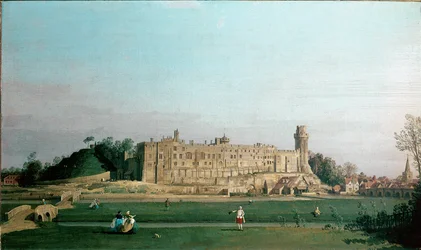 Widok zamku Warwick Obraz autorstwa Giovanniego Antonio Kanał znany jako Canaletto (1697-1768) ok. 1751 r. Słońce. 72x42 cm Anglia, kolekcja Warwick Castle Collection