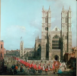 Widok na Opactwo Westminsterskie i Procesję Rycerzy Zakonu Łaźni Malarstwo autorstwa Giovanniego Antonio Kanał znany jako The Canaletto (1697-1768) 1749 Nd. 99x101 cm Londyn, Westminster