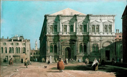 Widok szkoły San Rocco (św. Roch) w Wenecji Obraz Giovanniego Antonio Canal (1697-1768) 1730-1731 Nd. 47x80 cm Anglia, Opactwo Woburn