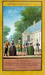 Dobry Pan Ilustracja serii przysłów. Akwarela Louisa Carrogisa dit Carmontelle (1717-1806) XVIII wiek. Chantilly, Muzeum Conde