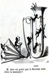 Pan Sax zostaje zraniony przez czarnoskórego lekarza. Adolphe (Adolph) Sax, wynalazca saksofonu (1814-1894)