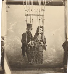 Autoportret z żoną Ernestine w gondoli balonowej, ok. 1865, wydrukowany ok. 1890 (zdjęcie)