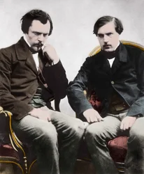 Bracia Edmond (1822-1896) i Jules (1830-1870) z Goncourt, francuscy pisarze, autorstwa Nadara - Les freres Edmond de Goncourt (1822-1896) et Jules de Goncourt (1830-1870) krytycy literaccy i francuscy pisarze, fot. autorstwa Gasparda Felixa Tournachona ali
