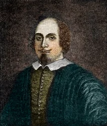 Portret angielskiego dramatopisarza Williama Szekspira (1564-1616) Rycina według anonimowego obrazu z XVIII wieku