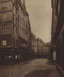 Rue de la Ferronnerie, wzięta z rue de la Reynie, nadal pozostaje początek ulicy (zdjęcie czarno-białe)