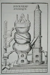 Kosmiczny Piec, z „La Theotechnie Ergocosmique” Annibala Barleta (1653) zilustrowany w historii magii opublikowanej pod koniec XIX wieku (lito)