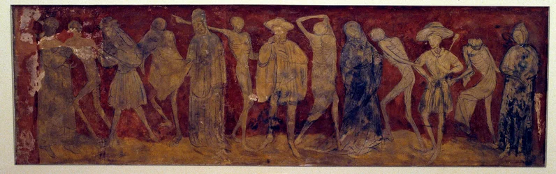 Wydanie fresku „La Danse macabre” przez starożytne opactwo La Chaise-Dieu (Chaise Dieu) wykonane przez Louisa Ypermana (1856 ok.?) 1894. Paryż, Muzeum Zabytków angielski