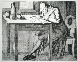 Gaspard Lavater (1741-1801) w swoim Studium, kopia ilustracji z jego „L