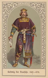 Ludwik Niemiecki, król wschodniej Francji (kolorowa litografia)