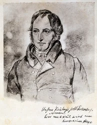 Portret Georga Wilhelma Friedricha Hegla (1770-1831), niemieckiego filozofa i idealisty. Grawerowanie wg rysunku G. Hensela.