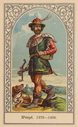 Wacław IV, król Czech i Niemiec (kolorowa litografia)