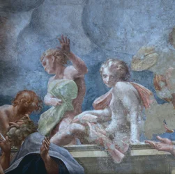 Adolescent, Antonio Allegri Da Correggio (1489-1534), fresk, Kopuła katedry w Parmie, Włochy