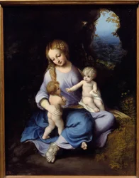 Obraz Dziewica, Jezus i św. Jan Dzieciątko autorstwa Antonio Allegri (znany jako Correggio lub Correge 1489-1534) Madryt z XVI wieku, Muzeum Prado