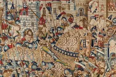 Wojna trojańska: zniszczenie Troi, ok. 1470 r. (gobelin)