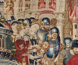 Wojna trojańska: zniszczenie Troi, ok. 1470 r. (gobelin)